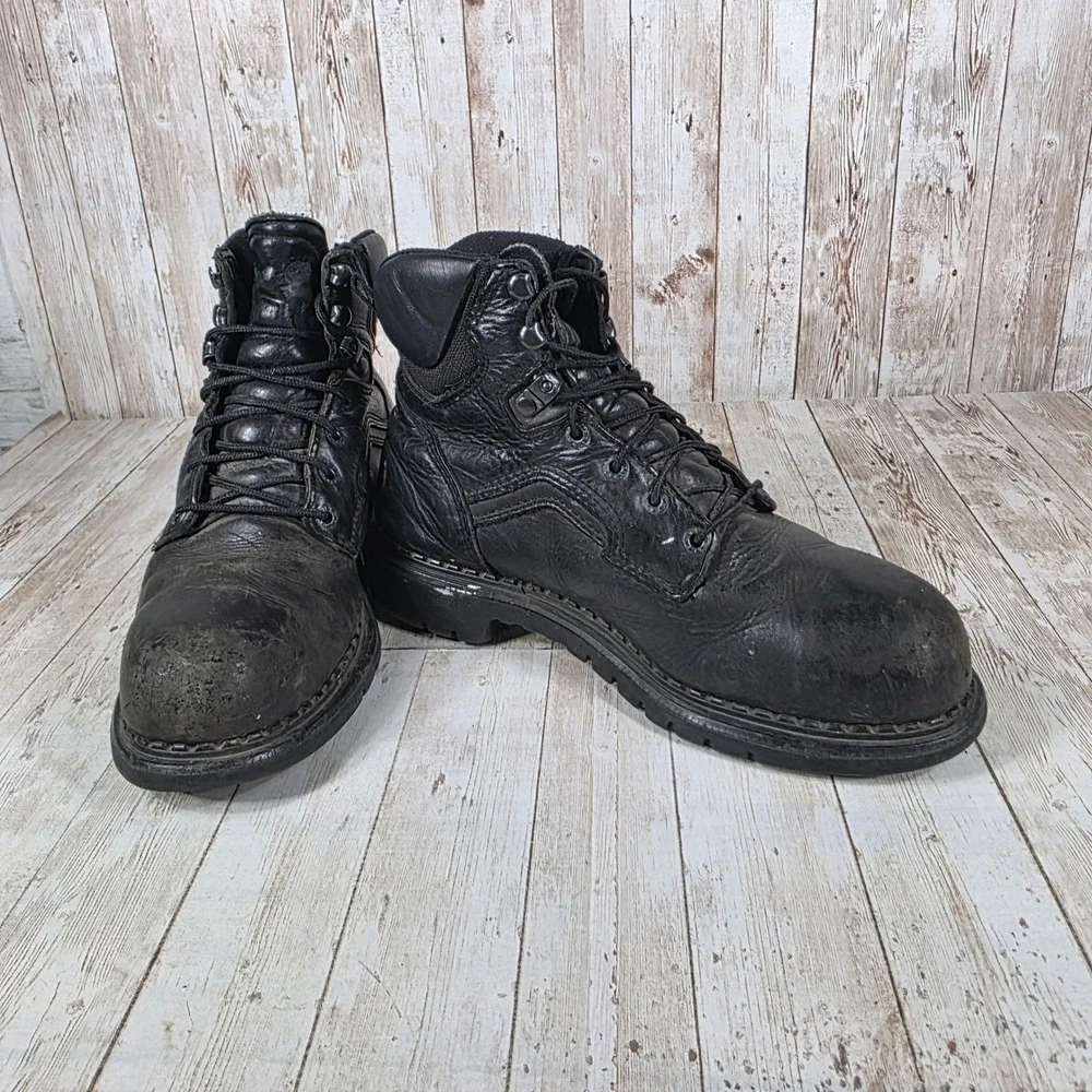 Red Wing‎ Shoes Black Leather Work Boots USA Made Men's Size 8 EH Rated